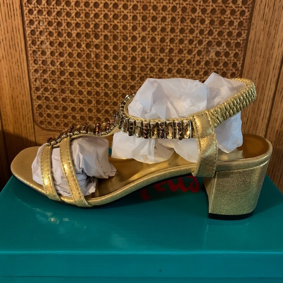 Lena Luisa Molly 12 Gold T Strap Sandals - Picture 8 of 16